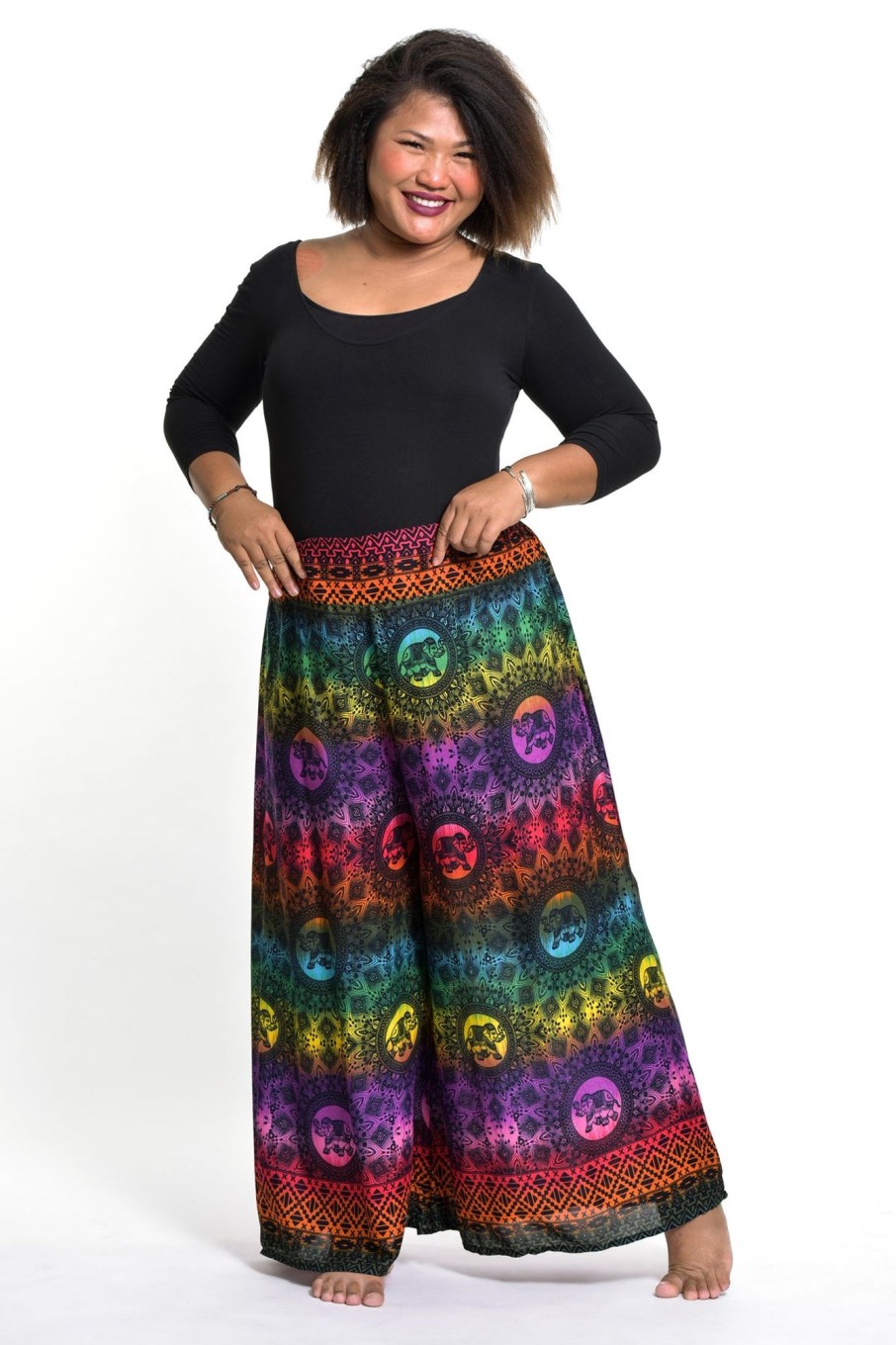 Plus Size HaremPants | Plus Size Rainbow Elephant Palazzo Style Elephant Pants In Purple