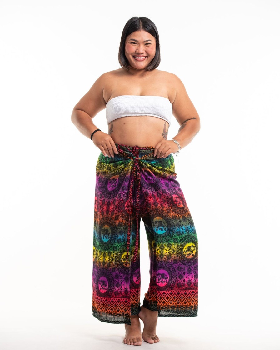 Women HaremPants | Plus Size Rainbow Elephant Wrap Palazzo Style Elephant Pants In Purple