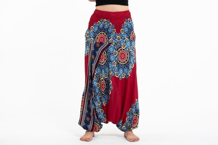 Women HaremPants | Peony Mandalas 2-In-1 Jumpsuit Harem Pants In Red