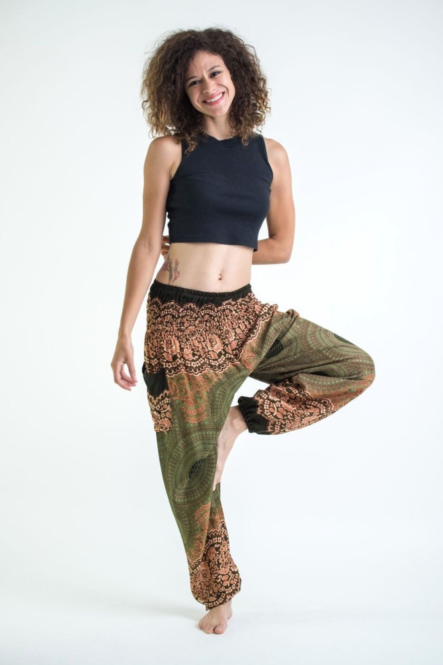 Women HaremPants | Geometric Mandalas Women'S Harem Pants In Olive