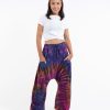 Women HaremPants | Tie Dye Cotton Women Harem Pants In Purple Rainbow