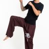 Men HaremPants | Chinese Writing Men'S Thai Yoga Pants In Brown