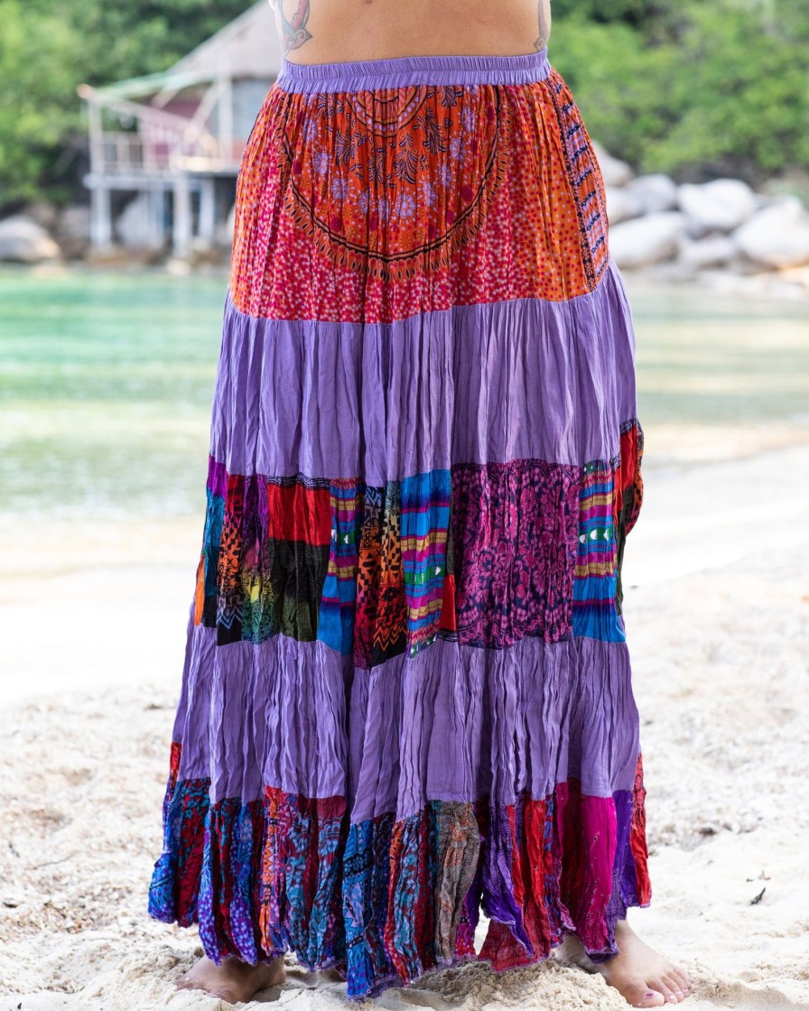 Women HaremPants | Plus Size Patchwork Long Skirt In Purple