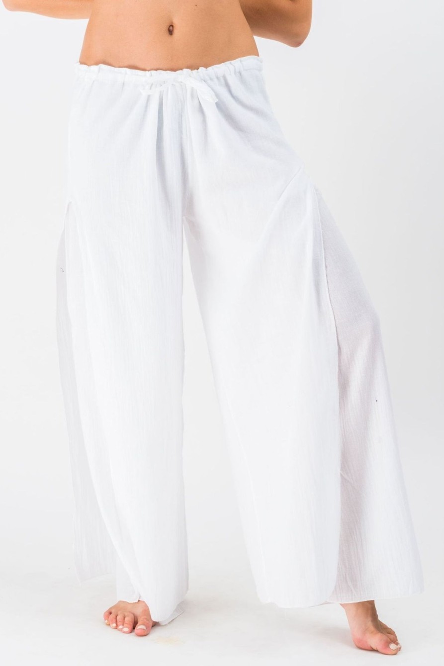 Women HaremPants | Women'S Thai Harem Double Layers Palazzo Pants In Solid White