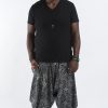 Plus Size HaremPants | Plus Size Swirls Prints Thai Hill Tribe Fabric Men Harem Pants With Ankle Straps In Black