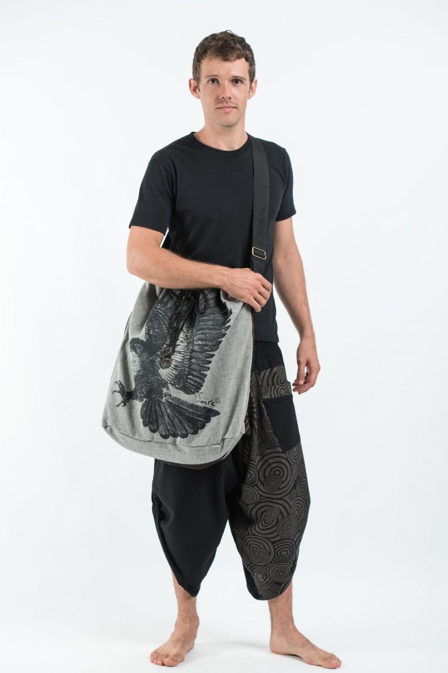 Accessories HaremPants | Eagle Drawstring Tote Bag Denim