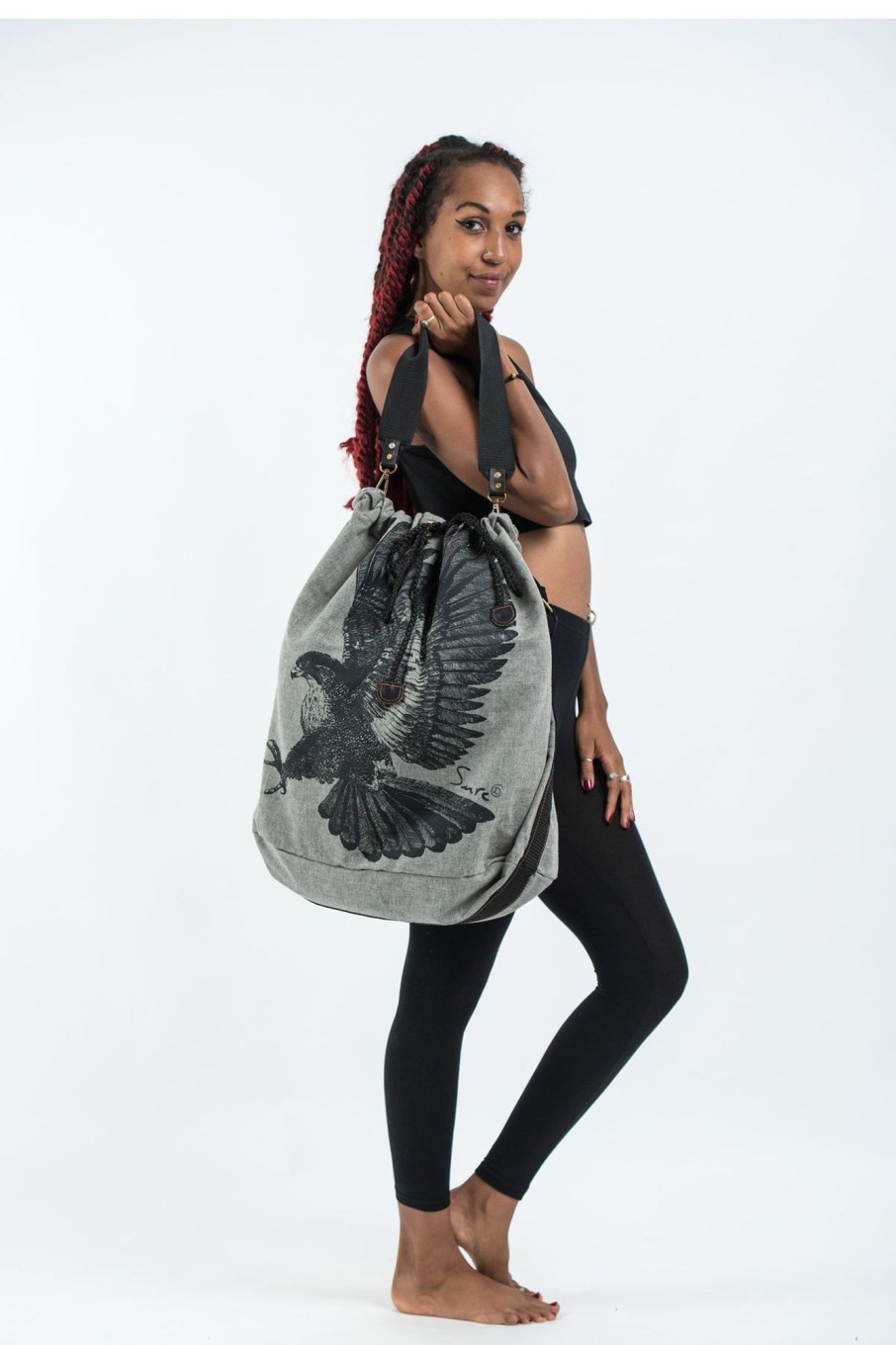 Accessories HaremPants | Eagle Drawstring Tote Bag Denim