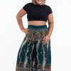 Plus Size HaremPants | Plus Size Paisley Feathers Palazzo Style Harem Pants In Green