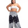 Plus Size HaremPants | Plus Size Blooming Vines Wrap Palazzo Style Harem Pants In Navy