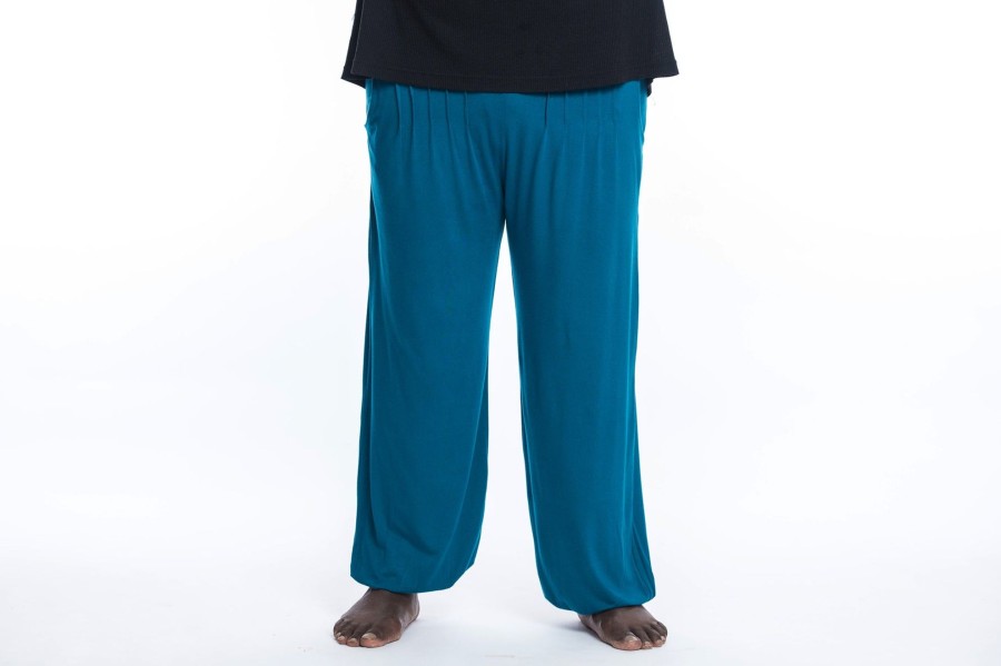 Plus Size HaremPants | Plus Size Cotton Men Harem Pants In Solid Blue