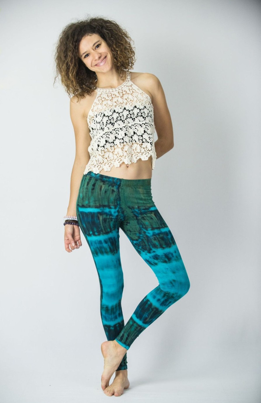 Women HaremPants | Patch Dye Tie Dye Cotton Leggings In Blue