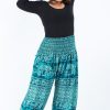 Women HaremPants | Plus Size Marble Elephant Women'S Elephant Pants In Turquoise