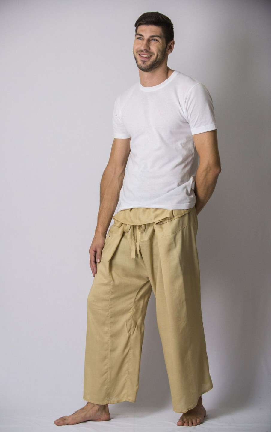 Men HaremPants | Unisex Thai Fisherman Pants In Beige