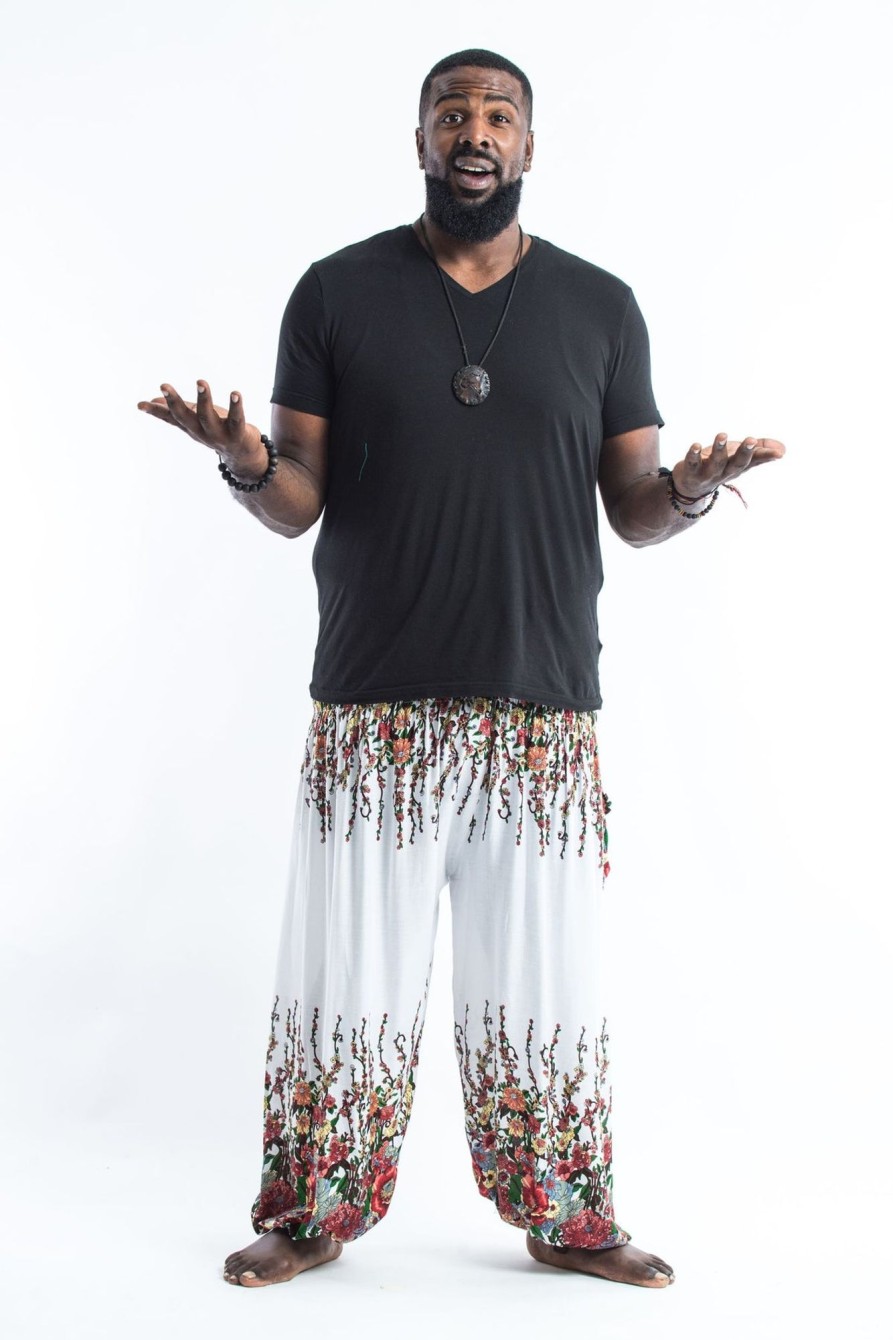 Plus Size HaremPants | Plus Size Floral Men'S Harem Pants In White