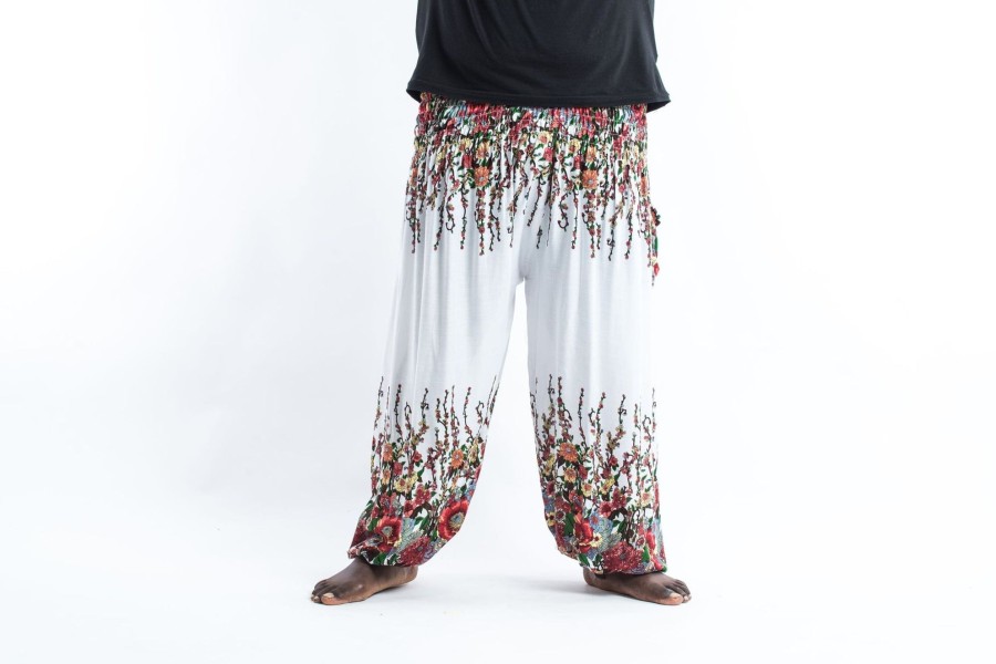 Plus Size HaremPants | Plus Size Floral Men'S Harem Pants In White