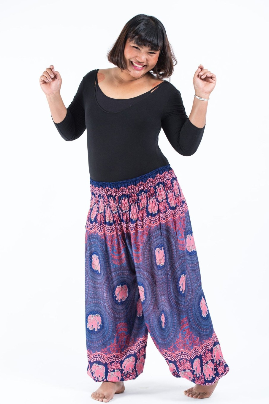 Plus Size HaremPants | Plus Size Mandala Elephant Women'S Elephant Pants In Blue