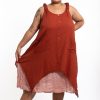 Women HaremPants | Plus Size Women'S Crinkled Hill Tribe Cotton Tank Dress In Brick