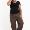 Women HaremPants | Plus Size Solid Color Drawstring Women'S Yoga Massage Pants In Brown