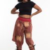 Women HaremPants | Thai Hill Tribe Fabric Women Harem Pants With Ankle Straps In Brick