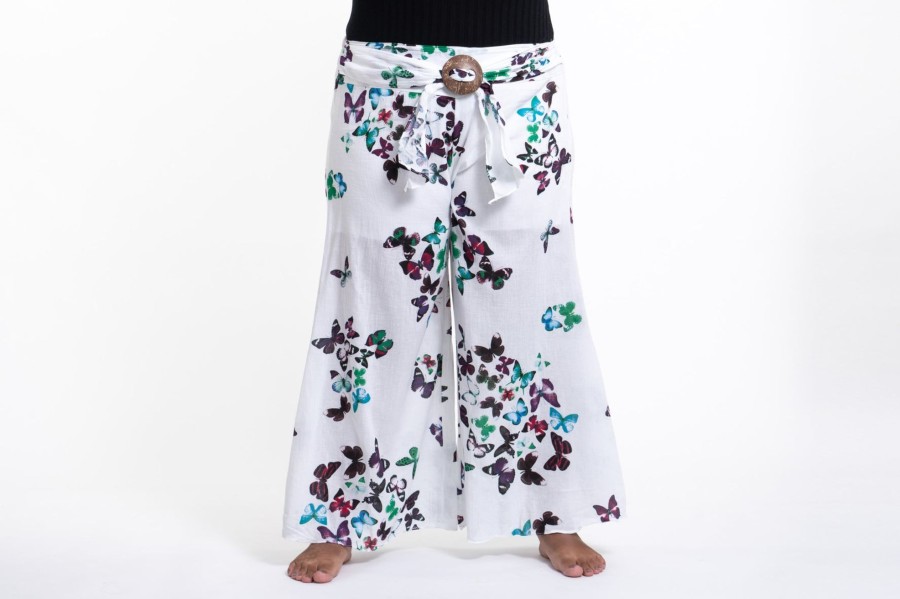 Women HaremPants | Plus Size Women'S Thai Harem Palazzo Pants In Butterflies Turquoise