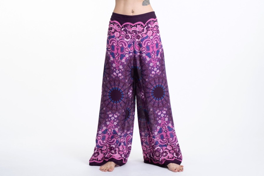 Women HaremPants | Paisley Mandalas Palazzo Style Harem Pants In Purple