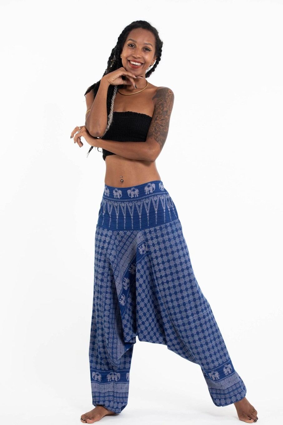 Women HaremPants | Hill Tribe Elephant Women'S Elephant Pants In Blue