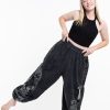 Women HaremPants | Stone Washed Patchwork Women Unisex Pants In Black