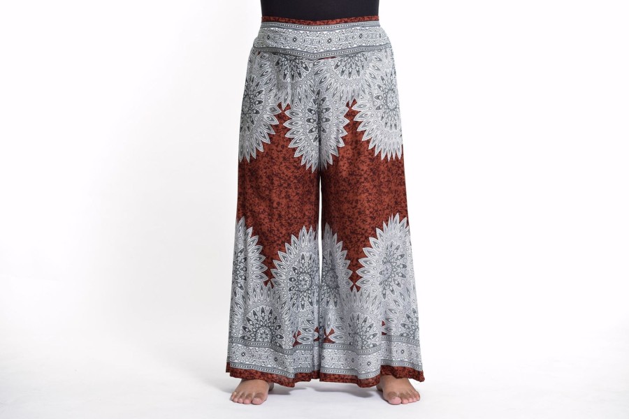 Plus Size HaremPants | Plus Size Marble Mandalas Palazzo Style Harem Pants In Brown