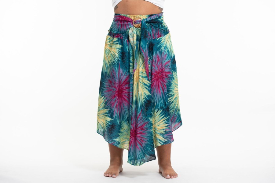 Plus Size HaremPants | Plus Size Firework Handkerchief Midi Skirt In Turquoise