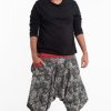 Plus Size HaremPants | Plus Size Paisley Thai Hill Tribe Fabric Men'S Harem Pants With Ankle Straps Black