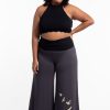 Plus Size HaremPants | Plus Size Birds Print Wide Leg Palazzo Harem Pants Cotton Spandex In Gray