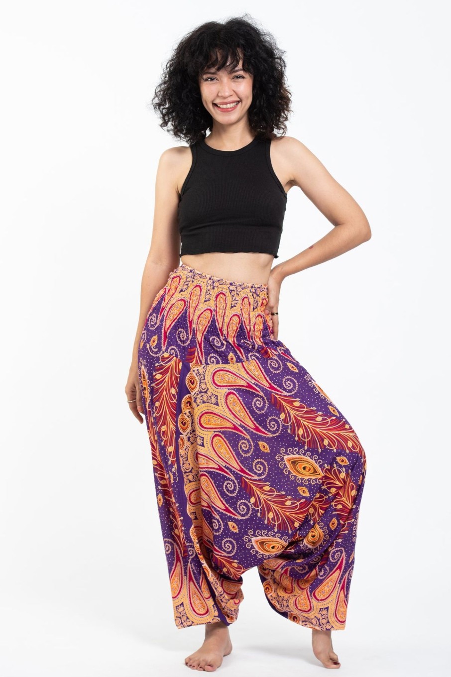 Women HaremPants | Peacock Paisley 2-In-1 Jumpsuit Harem Pants In Purple