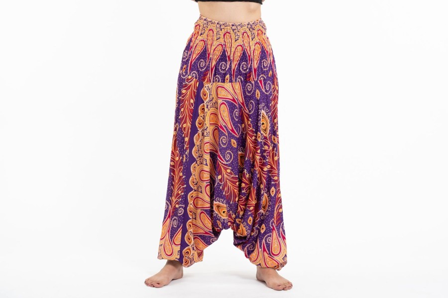 Women HaremPants | Peacock Paisley 2-In-1 Jumpsuit Harem Pants In Purple