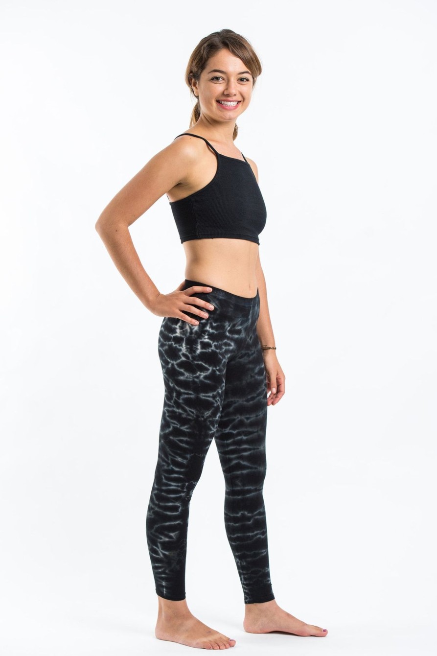 Women HaremPants | Marble Tie Dye Cotton Leggings In Black