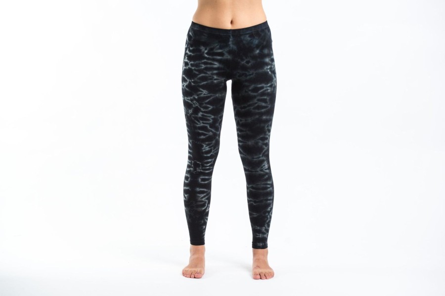 Women HaremPants | Marble Tie Dye Cotton Leggings In Black