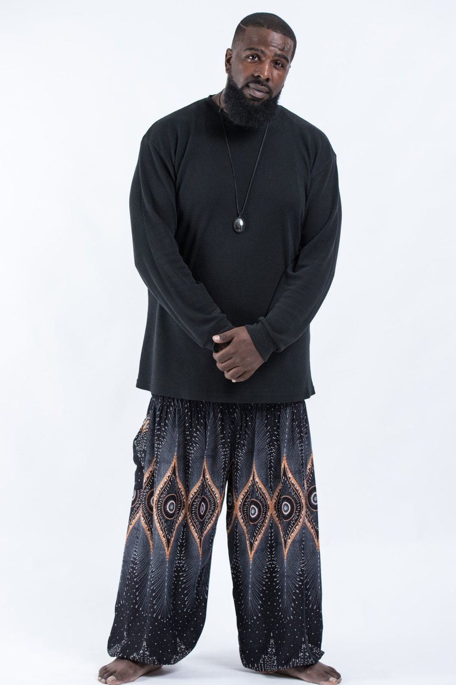 Plus Size HaremPants | Plus Size Diamond Peacock Men'S Harem Pants In Black