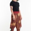 Men HaremPants | Thai Hill Tribe Fabric Men Harem Pants With Ankle Straps In Brick