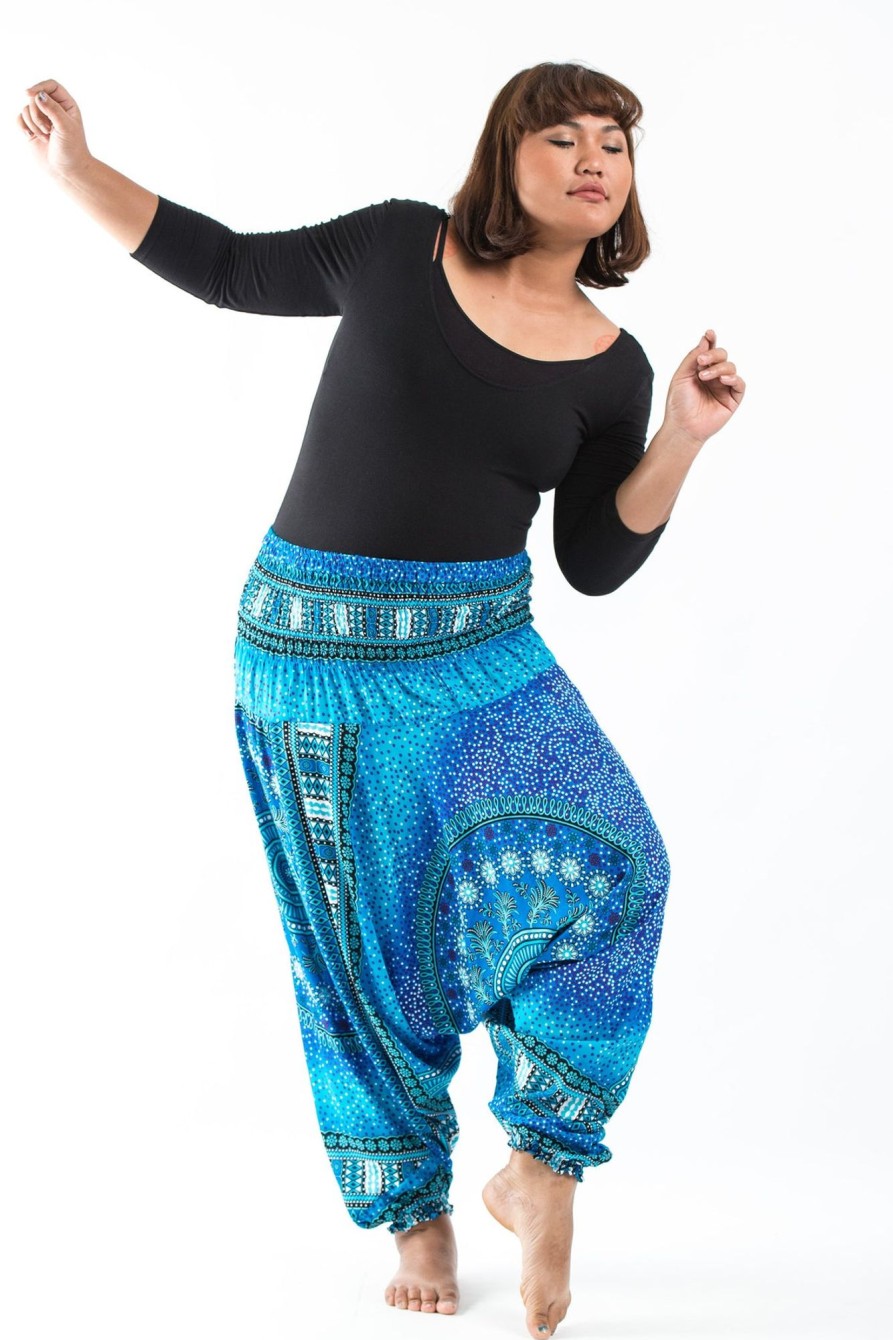 Women HaremPants | Plus Size Tribal Chakras 2-In-1 Jumpsuit Harem Pants In Blue