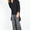 Men HaremPants | Thai Cotton Men Drawstring Pants With Hill Tribe Trim Dark Gray