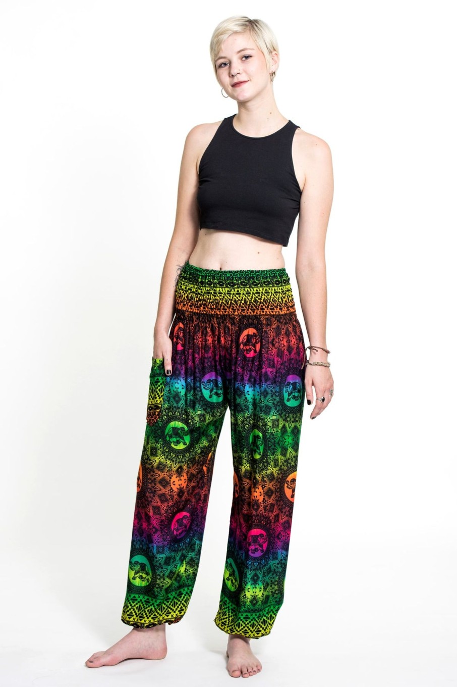 Women HaremPants | Rainbow Elephant Women'S Elephant Pants In Green