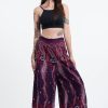 Women HaremPants | Paisley Feathers Palazzo Style Harem Pants In Purple