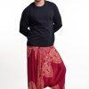 Men HaremPants | Floral Vines Drop Crotch Men'S Harem Pants In Red