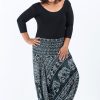 Plus Size HaremPants | Plus Size Marble Elephant 2-In-1 Jumpsuit Elephant Pants In Black