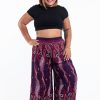 Women HaremPants | Plus Size Paisley Feathers Palazzo Style Harem Pants In Purple