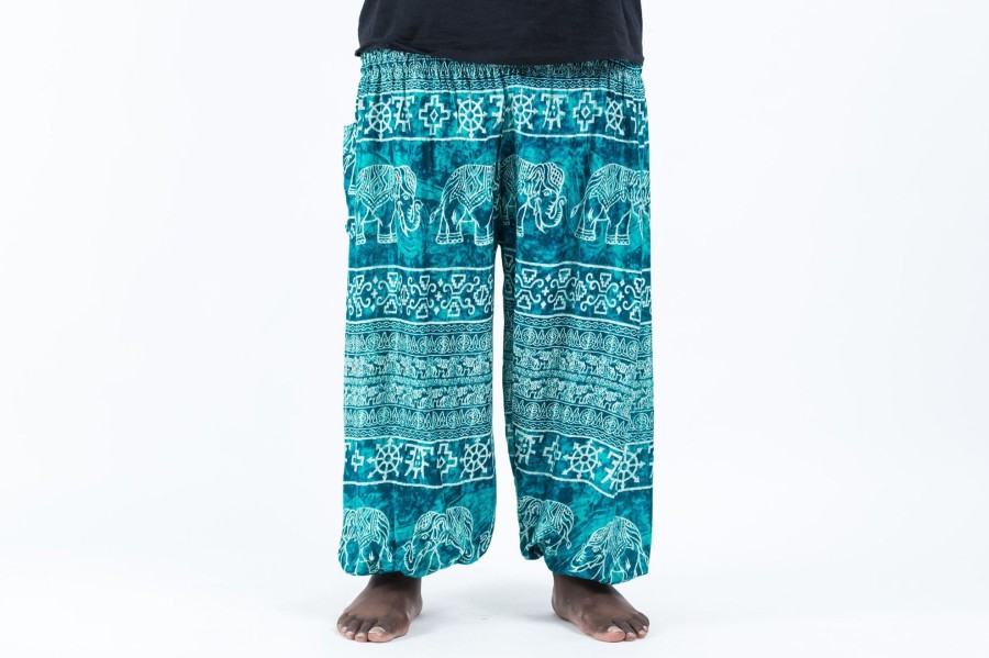 Plus Size HaremPants | Plus Size Marble Elephant Men'S Elephant Pants In Turquoise