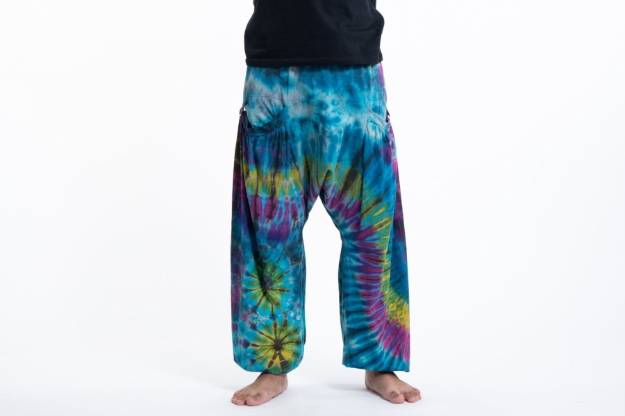 Men HaremPants | Tie Dye Cotton Men Harem Pants In Sky Blue