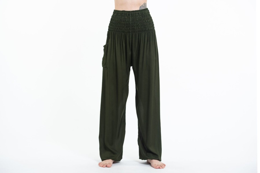 Plus Size HaremPants | Solid Color Women'S Tall Harem Pants In Dark Green