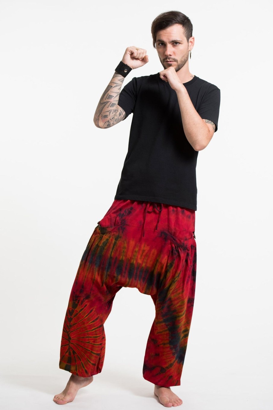 Men HaremPants | Tie Dye Cotton Men Harem Pants In Red