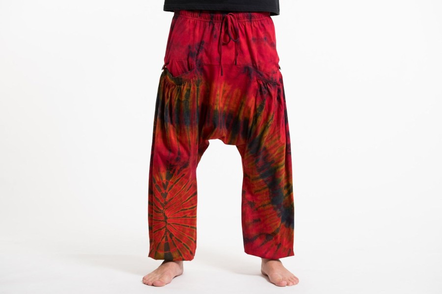 Men HaremPants | Tie Dye Cotton Men Harem Pants In Red