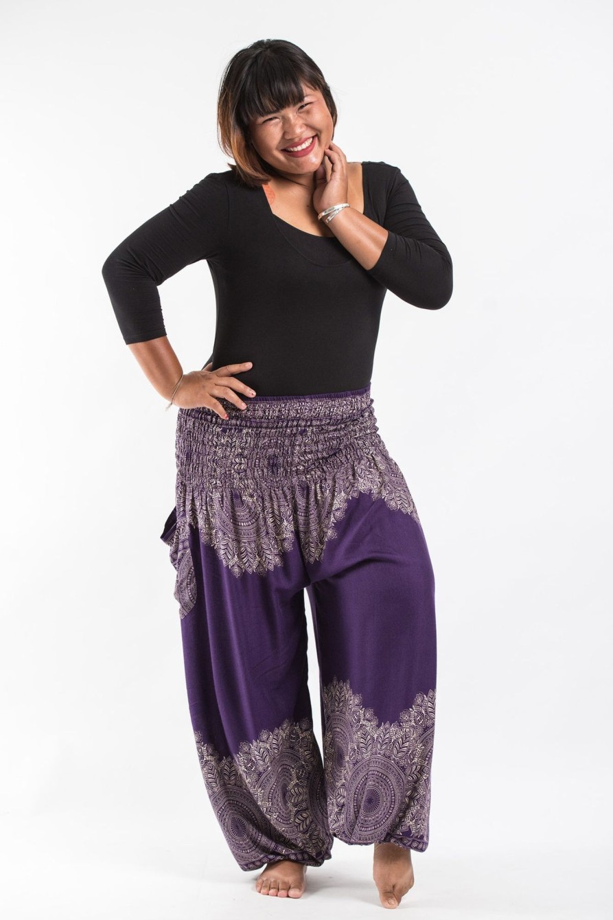 Plus Size HaremPants | Plus Size Floral Mandalas Women'S Harem Pants In Purple